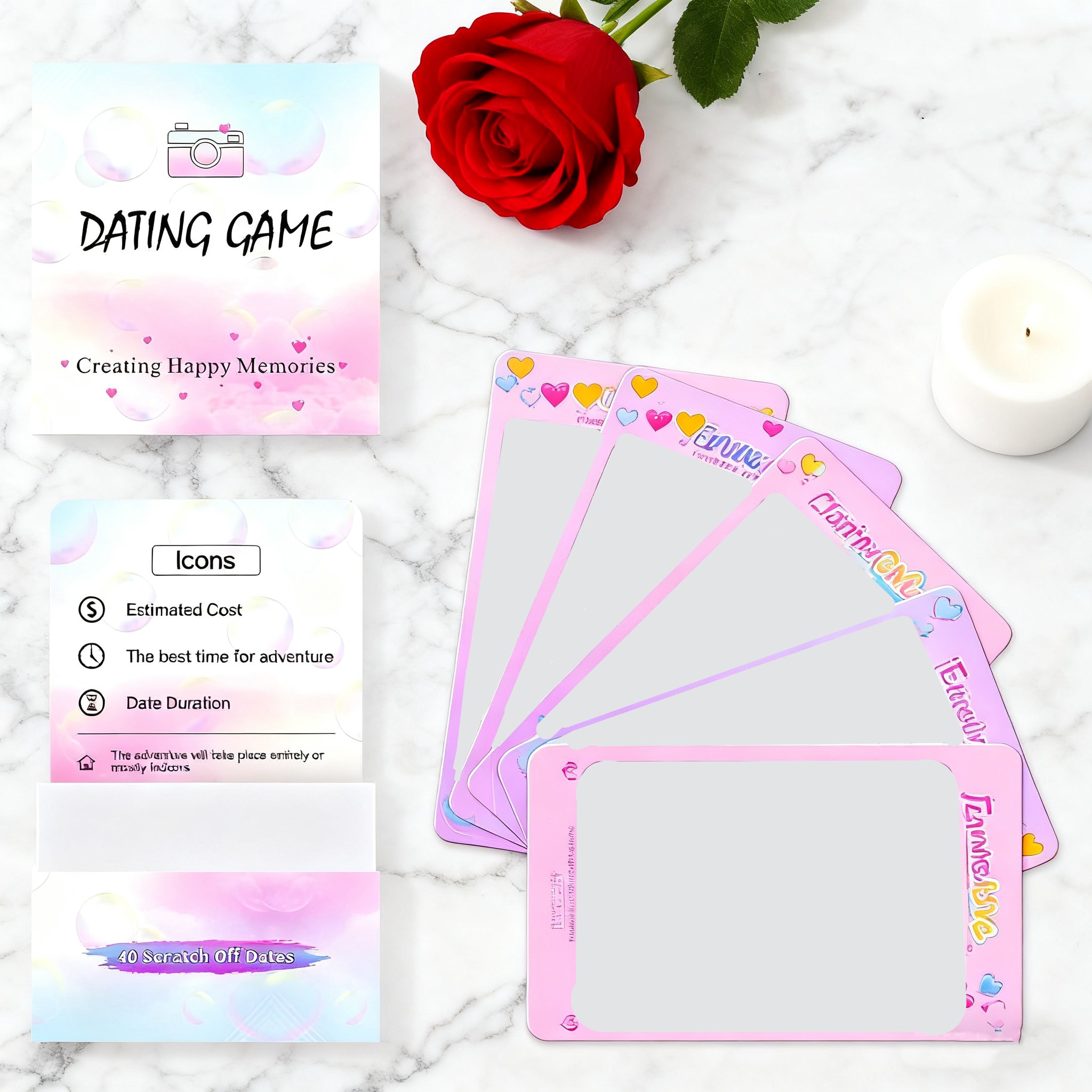 Custom Printing Machine Date Ideas Games 40 Adventure Cards Scratch Off Dating Game Scratch Card With Scratcher For Couples