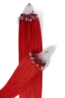 Extensions de cheveux à micro-anneaux 100% cheveux humains Remy Nano Loop Lisses Rouges 60 Anneaux Transparents Pré-séparés