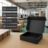 Boîte d'expédition pliable en carton ondulé noir C5 peu profonde, personnalisable, vente en gros, directement de l'usine pour le commerce de détail et l'expédition