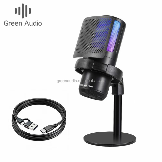 GAM-ME15S Plug and Play RGB Gaming Mic USB Condenser Microphone for Streaming, Podcasting