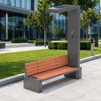 Banc de jardin en acier galvanisé avec éclairage LED solaire et chargeur de téléphone