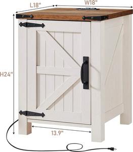 Комплект мебели для спальни в стиле фермерского дома, белый, винтажный, 3 предмета, для кровати размера «<span class=keywords><strong>queen</strong></span>-size», с раздвижной дверью-шторкой, из МДФ, с USB-портом для зарядки - Product Image 4