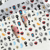 Autocollants 3D d'Halloween effrayants en gros : Fantômes, Lèvres de vampire, Toiles d'araignée – Décorations adhésives pour ongles DIY
