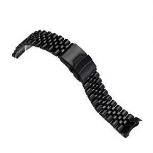 Bracelet de montre en acier inoxydable 316L noir mat de haute qualité 22 mm Happy Time, maillons entièrement solides, petit MOQ pour 007 - Product Image 6