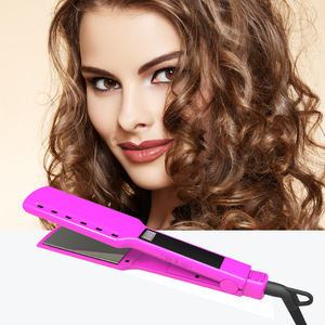 Lisseur et boucleur ionique professionnel 2-en-1 pour salon, fer plat pour cheveux humides et secs, température réglable, logo personnalisé OEM - Product Image 1