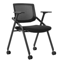 Chaise d'entraînement ergonomique pliable à roulettes pivotantes avec accoudoirs réglables et tablette d'écriture pour étudiants – Vente directe usine