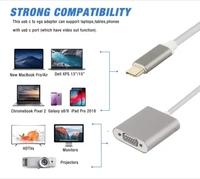 Câble adaptateur USB Type C vers VGA avec conducteur en aluminium, blindage tressé, gaine en PVC - En stock