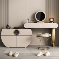 Ensemble coiffeuse de luxe moderne italien extensible avec miroir LED et plateau en pierre frittée pour chambre à coucher