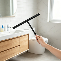 Raclette de douche en acier inoxydable avec lame en silicone et crochet, essuie-glace sans traces pour salle de bain, fenêtres et pare-brise de voiture