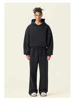 Ensemble de survêtement sportif surdimensionné pour homme avec impression personnalisée, sweat-shirt à capuche et pantalon de jogging ample