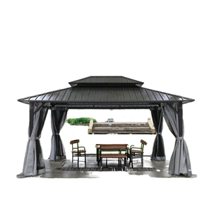 Gazebo de Aluminio Resistente con Techo Doble Metálico, Impermeable, Ecológico, Muebles de Exterior, Diseño Mid-Century, para Patio de Hotel, con Cierre - Product Image 1