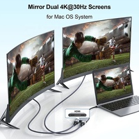 Kabel Adaptor Converter Xput Tipe C USB C USB-C ke Dual HDMI 4K 30Hz untuk Macbook Pro
