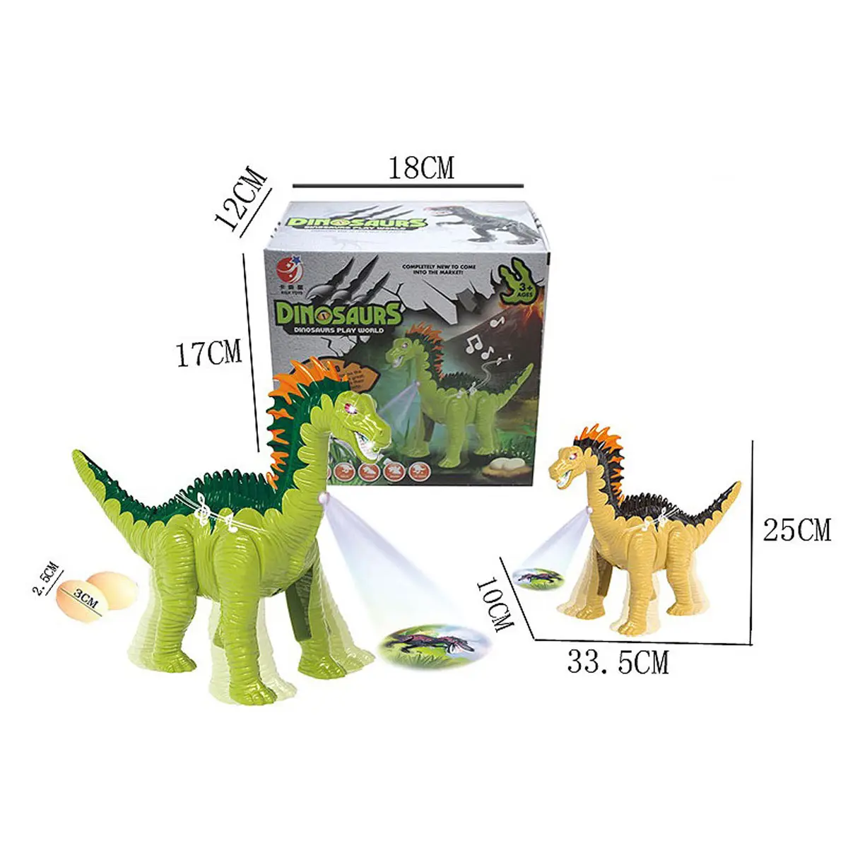 Jinming教育用プラスチック恐竜おもちゃモデル電池式ウォーキング産卵電気プロジェクションTanystropheusおもちゃ