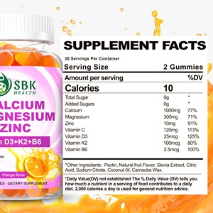 Private Label Calcium Magnesium Zinc Gummies with Multivitamins Immune Support Mineral Gummies <b>Supplement</b> - Product Image 2