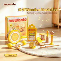 Muwantu 11 Pcs Orff Wooden Musical Instrument Set Kids Percussion Toy Xylophone Hand Drum Castanet Early Learning Music Toy Kit