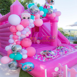 Luxury pink jumping bouncy castle magical 4 in 1 <b>inflatable</b> bounce <b>house</b> with slide and ball pool - Product Image 2