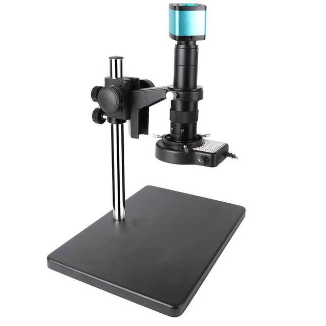 48mp Hd-mi Usb Industrial Digital Video Microscope Camera 180x Zoom C-mount Lens for Phone Pcb Soldering Repair Big Metal Stand