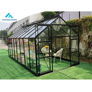 Quadro de alumínio para uso ao ar livre, kit de calçado para jardim, casa de vidro verde de metal resistente para uso ao ar livre