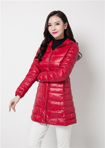 Veste en duvet version coréenne avec logo OEM, grande taille 7XL, veste en duvet légère pour <span class=keywords><strong>femme</strong></span>, coupe ajustée, grande veste en duvet à capuche <span class=keywords><strong>mi</strong></span>-<span class=keywords><strong>longue</strong></span> - Product Image 5