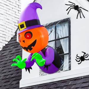 Décoration de Noël et d'Halloween Pafu : Citrouille Gonflable Extérieure avec LED Intégrées, Se Penchant Vers l'Extérieur par la Fenêtre - Product Image 2