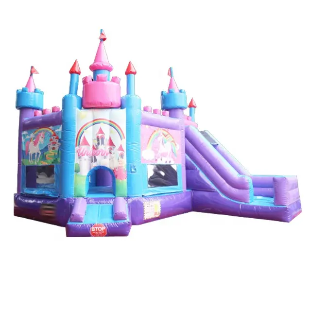 Nuovo Design Princes castello gonfiabile gonfiabile con scivolo Happy Hop Unicorn Bouncy Jumping Commercial gonfiabile Bounce House