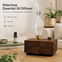 Diffuseur nébulisateur en verre et bois HIITII pour huiles essentielles pures, aromathérapie domestique, silencieux, faible consommation, fonction de minuterie, garantie 1 an