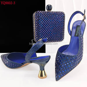 YQ8802, bonitos zapatos de zapatillas italianas de diseño rojo con conjunto de bolso, los últimos zapatos y bolsos de tacón alto africanos con diamantes de imitación para mujer para fiesta - Product Image 6
