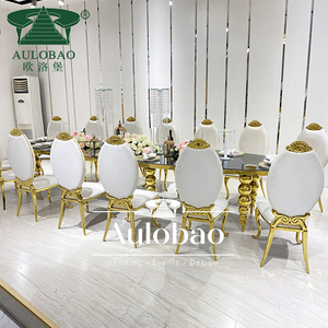 เก้าอี้แต่งงานสแตนเลสสีทองหรูหราด้านหลังสูงทันสมัย - Product Image 5