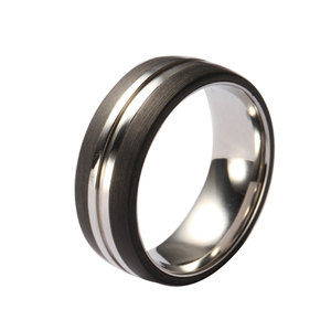 Bague TIZTI Bijoux en acier inoxydable et titane Bague incrustée en fibre de carbone 8MM Bague en carbure de tungstène pour hommes Bague de mariage - Product Image 2