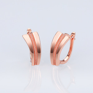 Orecchini a polsino geometrici in metallo per coppia, gioielli minimalisti in rame alla moda - Product Image 1