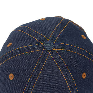 Casquette de baseball d'été personnalisable à 6 panneaux brodée en denim chapeau de protection solaire sportif en tissu uni caractéristique échantillon gratuit - Product Image 4