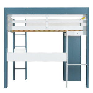 White Loft Bed With Desk And Storage <b>Shelf</b> Multi-Functional Bedroom Study Bed For Children Adults Elderly - Product Image 5