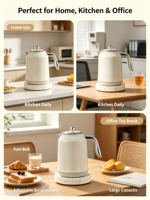 Bouilloire Électrique Sans Fil en Acier Inoxydable 1,7 L SHD1185 avec Protection Contre la Surchauffe 1500W Base Rotative à 360 Degrés et Chauffage Rapide – Vente en Gros