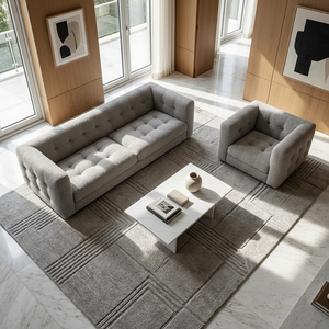 Conjunto de Sofás Modernos Grises con Mechones, para Hotel y Sala de Estar, Modular y Seccional de Lujo - Product Image 4