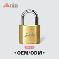 Cadenas carré en laiton de 50 mm, robuste, à clé, avec clés, corps en laiton massif, serrure de sécurité pour entrepôt, portail, porte de conteneur