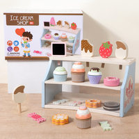 Jouet de magasin de desserts en bois, présentoir à 3 niveaux pour cupcakes, macarons, biscuits, bonbons, jeu d'imitation, jeu de rôle, pour enfants et filles, CE CPC, vente en gros, OEM, personnalisé