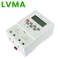 Interrupteur minuterie numérique intelligent miniature LVMA KG316T AC220V 25A, alimenté par prise, montage sur rail DIN, certifié ISO9001 CE ROHS, IP20, matériau ABS