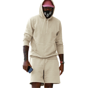 2026 unisexe Vintage Style Baggy survêtement costume couleur Pure à capuche pantalon et survêtement homme Logo personnalisé deux pièces ensemble - Product Image 1