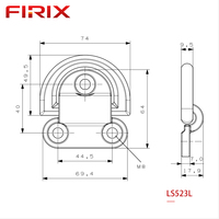 Poignée de levage pliable industrielle en acier inoxydable LS523L |   Poignée de traction robuste à anneau en D pour portes, trapes marines et boîtes utilitaires