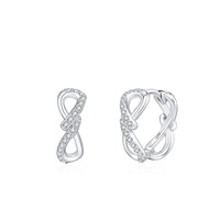 Boucles d'oreilles nœud d'amour en argent 925 plaqué rhodium - Boucles d'oreilles classiques en zircon pour cadeau et occasions de fête