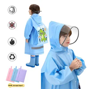 Impermeabile EVA per bambini impermeabile con zainetto con stampa di cartoni animati impermeabile cappotto di pioggia per ragazzi scuola attività all'aperto escursionismo