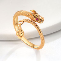 Bague ouverte de luxe léger KABA Jewelry Dragon du Univers à queue oscillante et à rotation