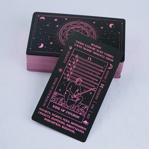 Tarjetas de Tarot Místicas con Sol y Luna en Lámina Dorada, Impresión de Fábrica, Personaliza tu Propio Logotipo, Astrología, Tarjetas de Tarot de Papel Rosa - Product Image 6