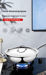 <span class=keywords><strong>Wok</strong></span> <span class=keywords><strong>de</strong></span> Acero Inoxidable <span class=keywords><strong>de</strong></span> 30 cm para el Hogar con Tapa, Sin Recubrimiento, Personalizable - Product Image 3