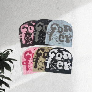 Gorros Personalizados de Spandex/Algodón Estilo Y2K, Gorros con Forro de Satén, Diseño de Letras de Dibujos Animados Hechas a Mano, Camuflaje, Personajes, Viajes - Product Image 3