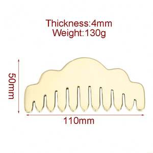 Commercio all'ingrosso di tessuto metallico terapia Gua Sha pettine in ottone pettine in rame raschiatura pettine per capelli cuoio capelluto massaggiatore per capelli meridiano - Product Image 6