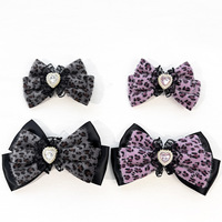 Pince à cheveux faite à la main Y2K Spice Girls Harajuku Gothic Lolita pour femme, motif léopard, cœur, dentelle, nœud