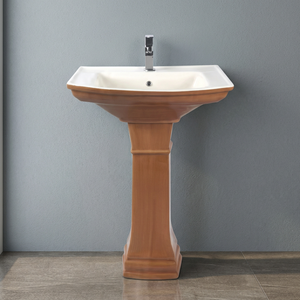 Lavabo de Cerámica Azul Vitrossa Majestic con Pedestal Completo y Acabado Brillante para Barberías - Product Image 5