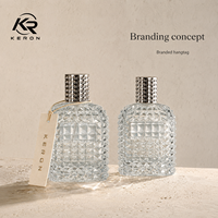 Flacon de parfum en verre texturé, flacon transparent pour parfum, bouchon décoratif, OEM ODM, emballage personnalisé, vente en gros