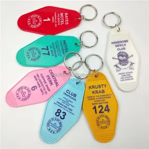 5 Custom Promotional Hotel Keychains Plastic Acrylic Print Gold Logo Blank Hotel Keychain Motel Design Custom Hotel Keychain